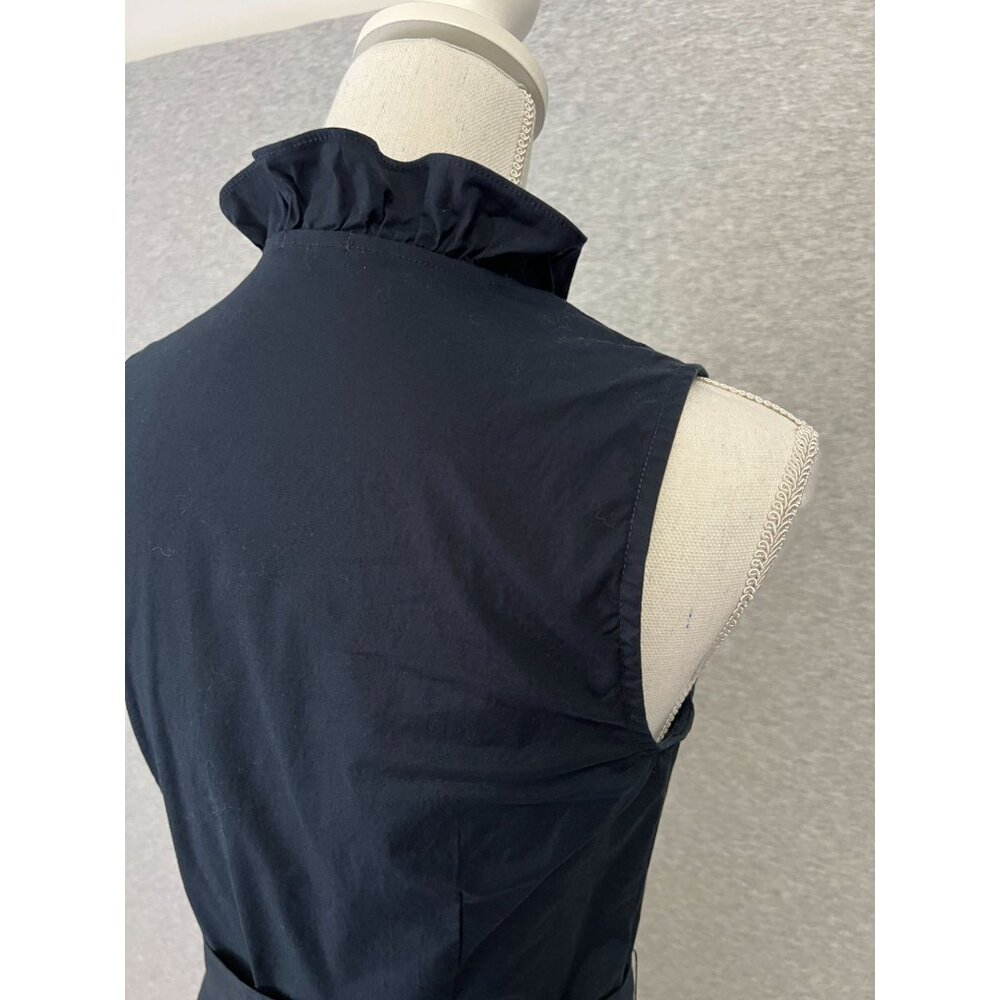 J.McLaughlin Sleeveless Ruffle Neck Dress Womens 4 Dark Navy Side Zip Belt - Picture 7 of 12